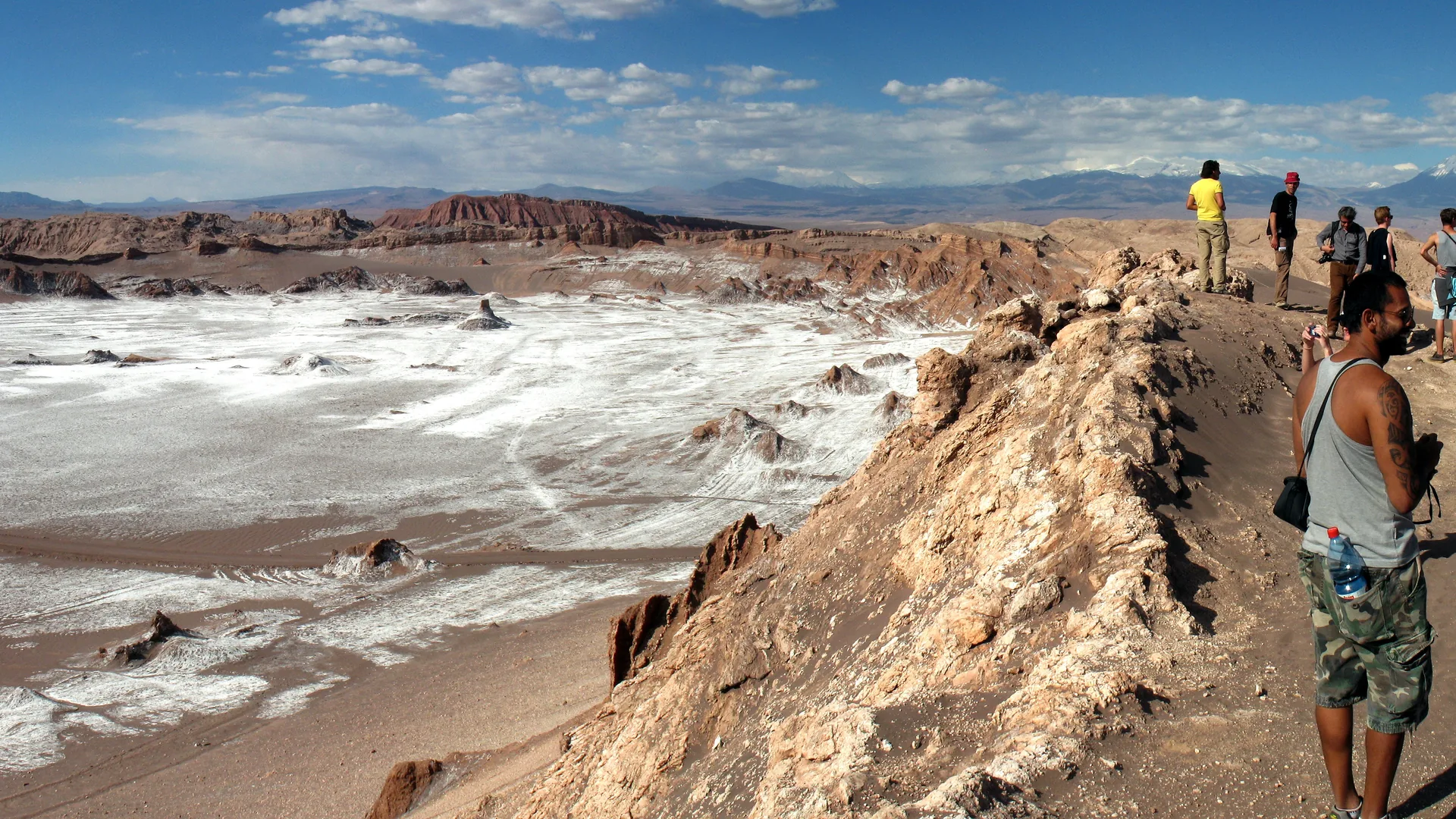 Altiplanic lagoon and volcanoes in the Atacama Desert, Chile