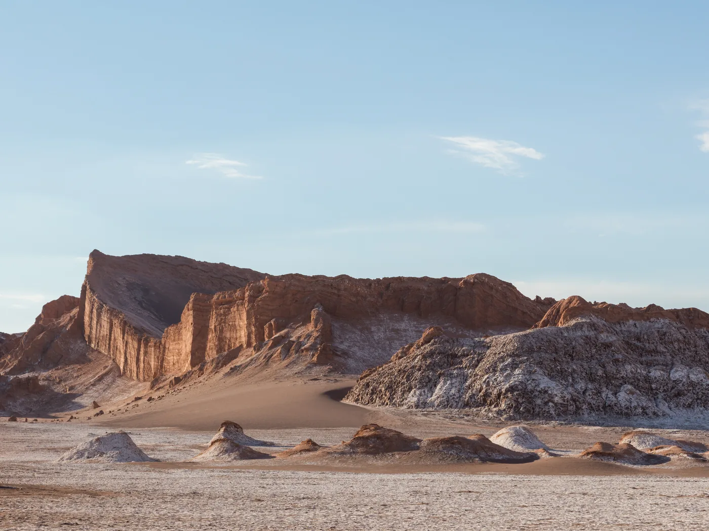 The wind-carved rock of the Valle de la Luna in the Atacama